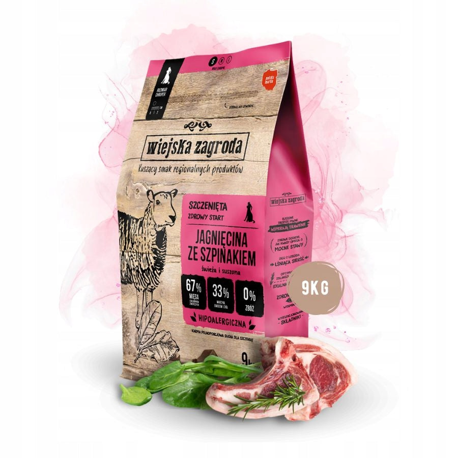 Wiejska Zagroda dry food for puppies LAMB SPINACH Small breeds 9kg