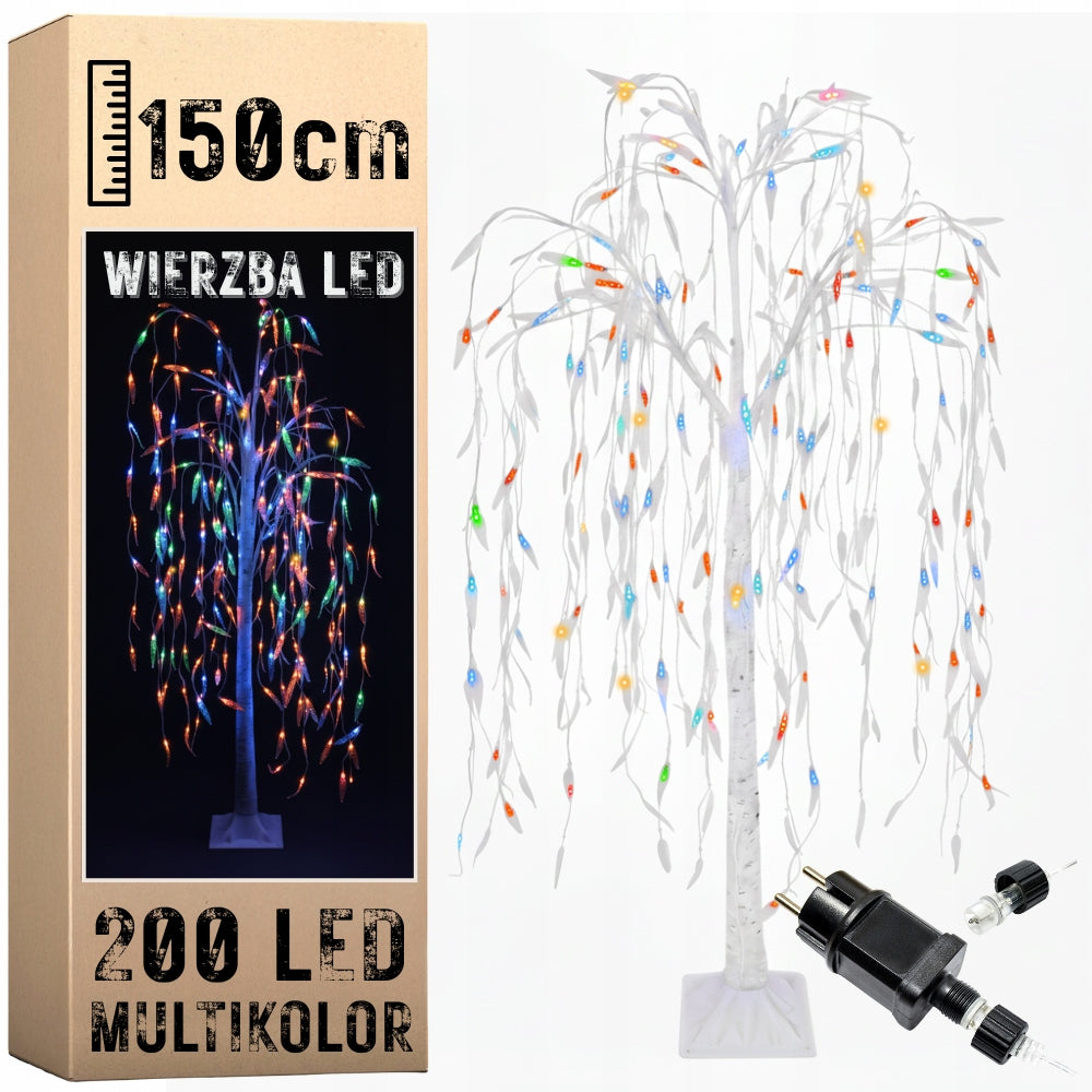 Willow tree 150 cm 200 LED glowing colorful for Christmas