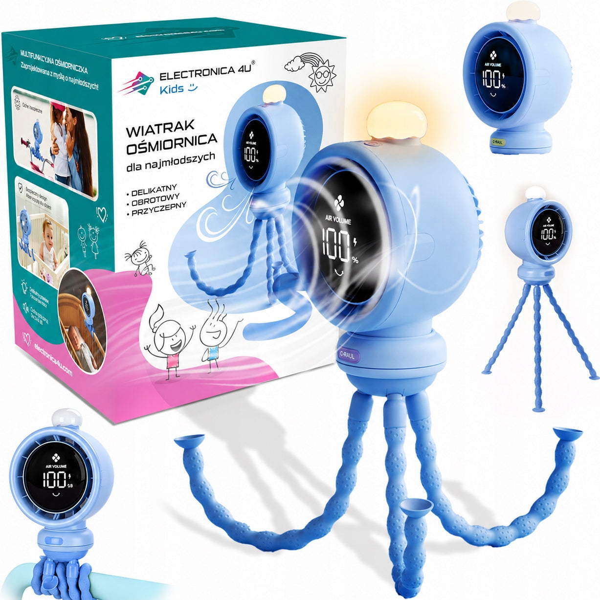 Windmill Baby Crib Stroller Fan Cooling with LED Light