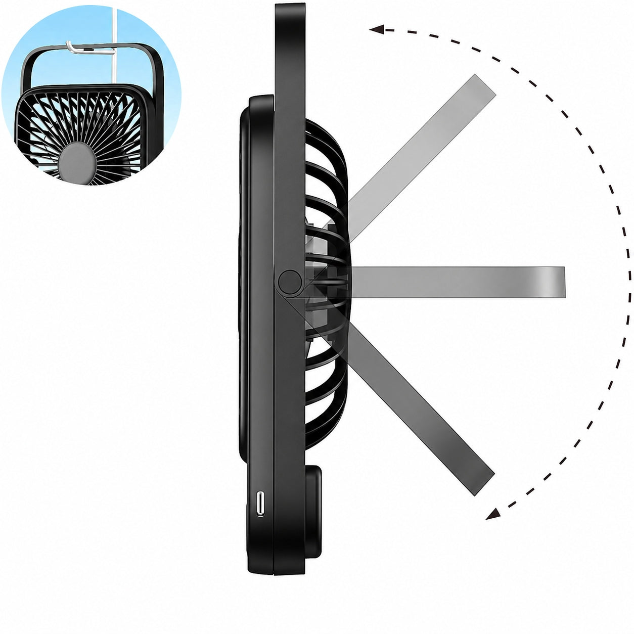 Windmill fan USB rechargeable silent mini desk cooling TOPK K65 Manufacturer code Cichy mini wentylator wiatrak TOPK K65 czarny