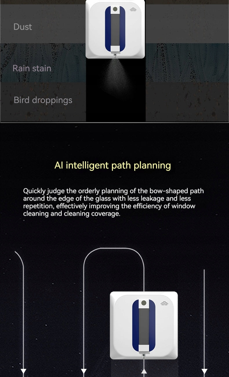 Window Cleaning Robot Spray Water Tuya APP Voice Speech Power 72 W