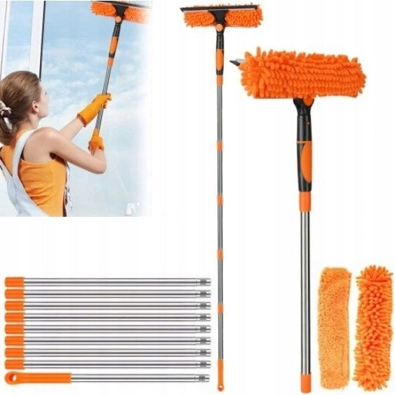 Window Mop 2in1 Scraper with Rubber + Microfiber 424cm Orange