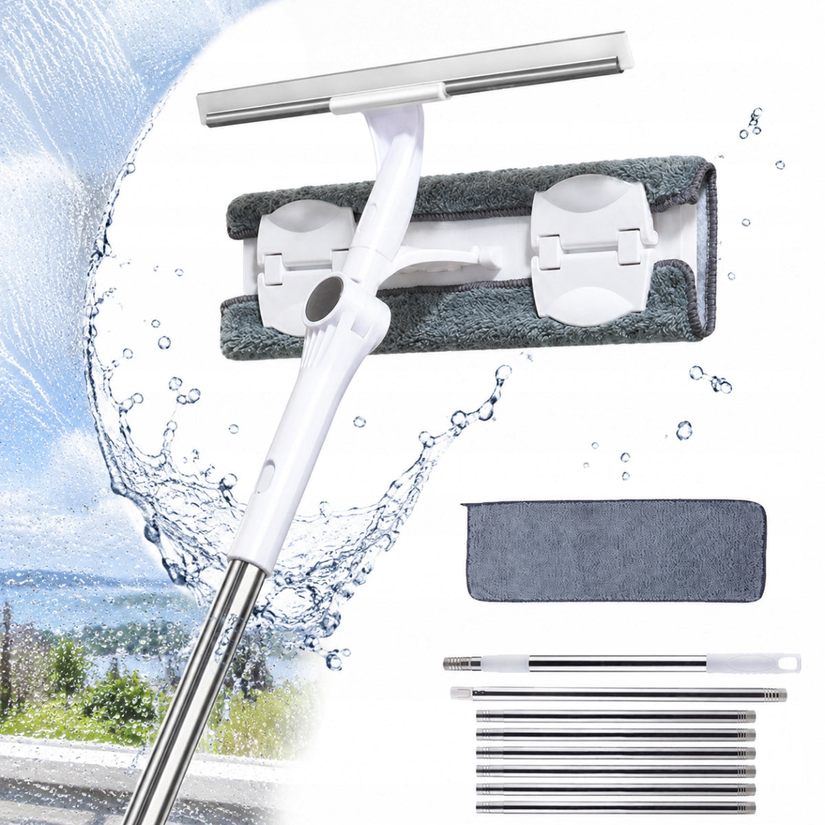 Window washer window washer telescopic long with stick