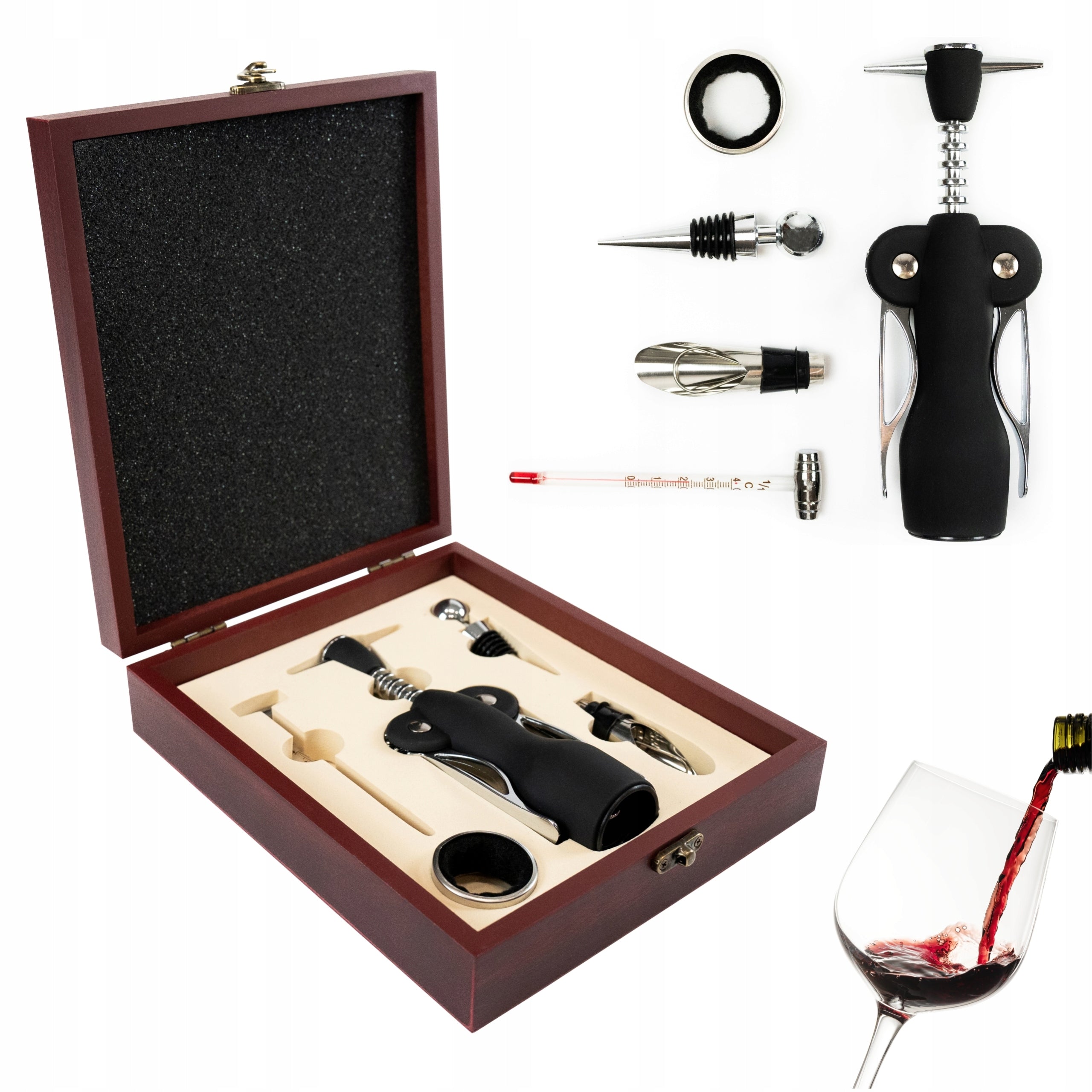 Wine Opening Kit CORKSCREW ACCESSORIES in Box OPENER Gift