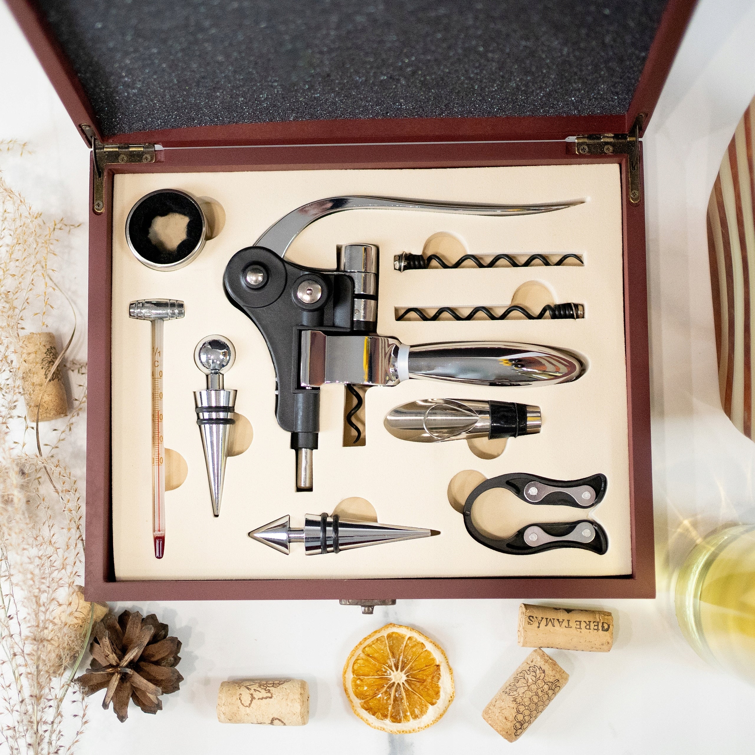 Wine SET CORKSCREW BOTTLE opener POURER BOX for birthday WEDDING EAN (GTIN) 5907190827224