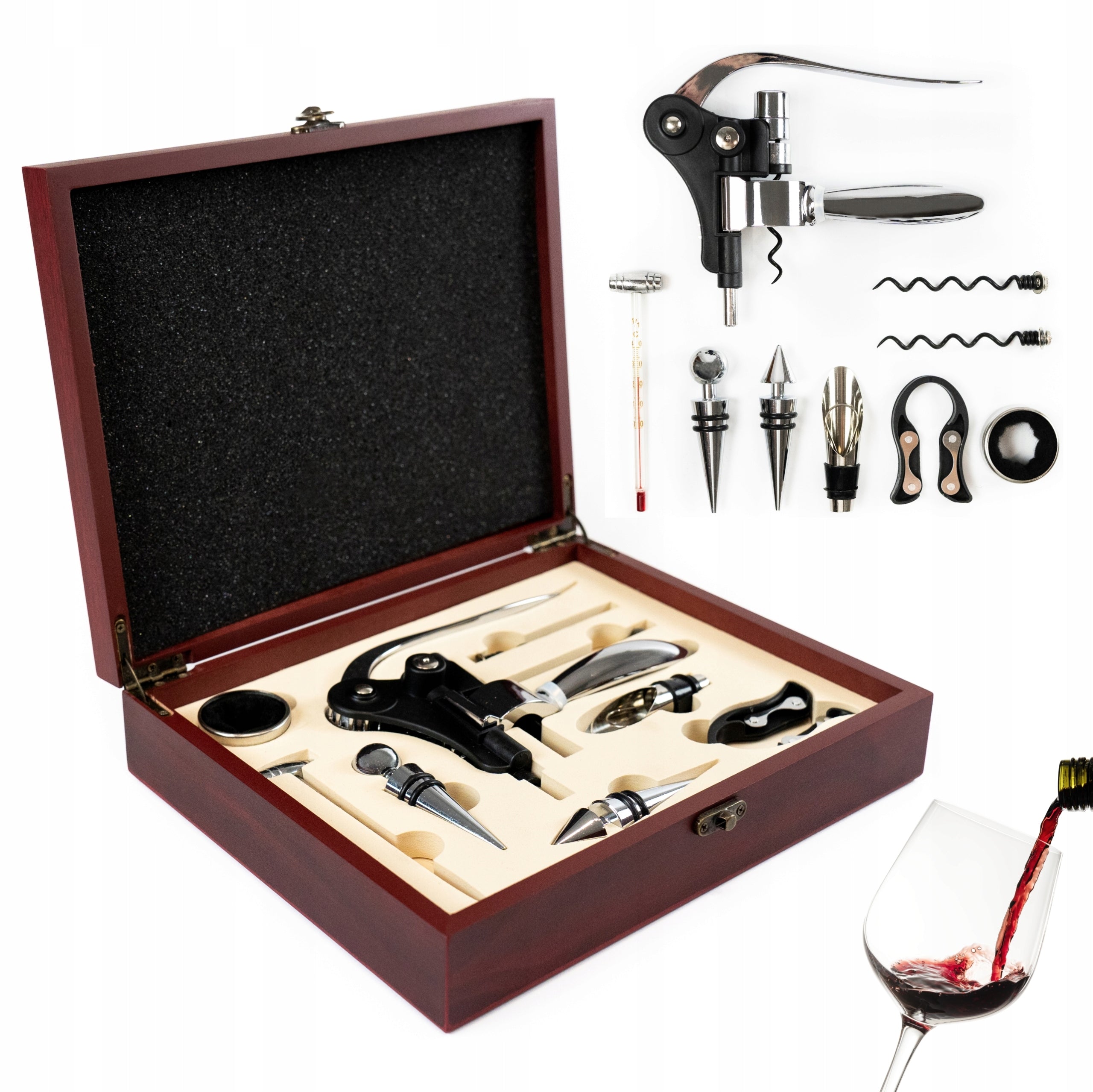 Wine SET CORKSCREW BOTTLE opener POURER BOX for birthday WEDDING
