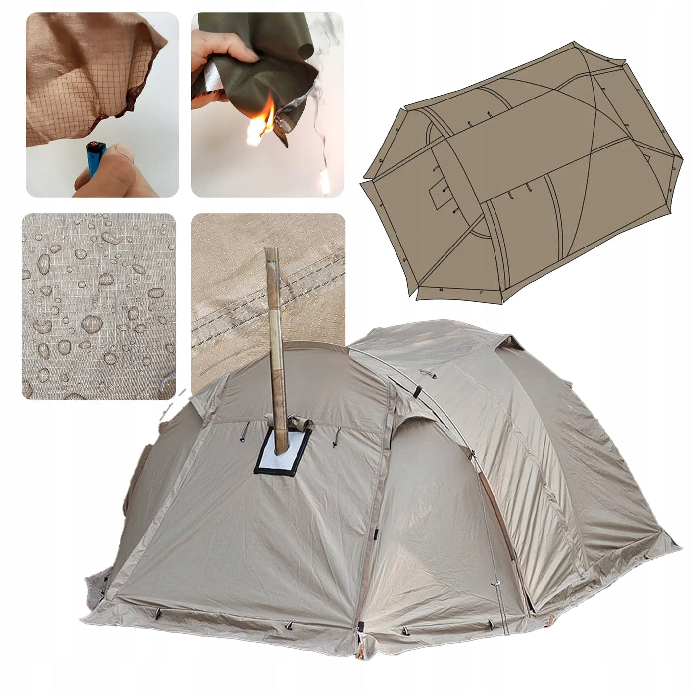 Winter Tent 2-Person with Stove Exit Hot Tent 4-Season