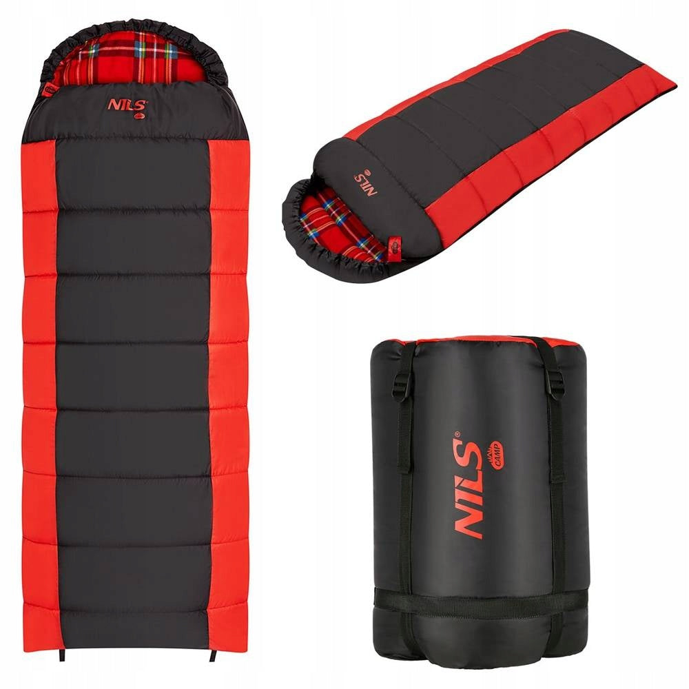 Winter hiking sleeping bag with hood black and red Nils Camp Manufacturer code 15-04-128