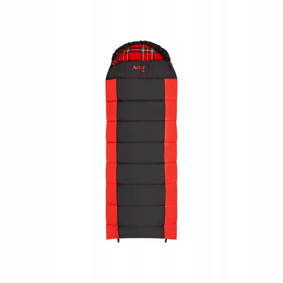 Winter hiking sleeping bag with hood black and red Nils Camp