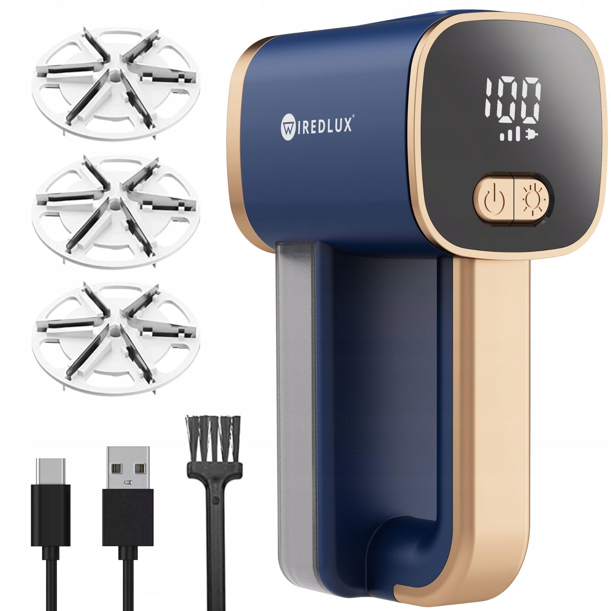 WiredLux 1236 LED Adjustable Speed Clothes Shaver 6 Blades USB