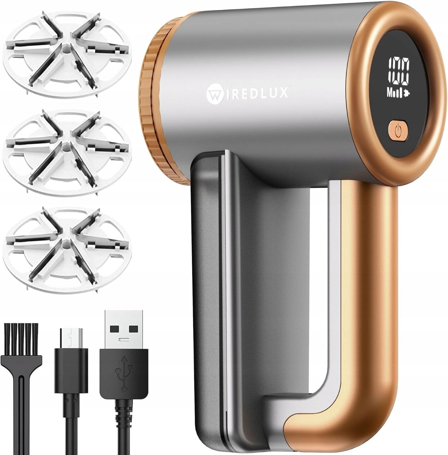 WiredLux USB-C 3 Speeds 6 Blades Copper Furniture Sweater Shaver