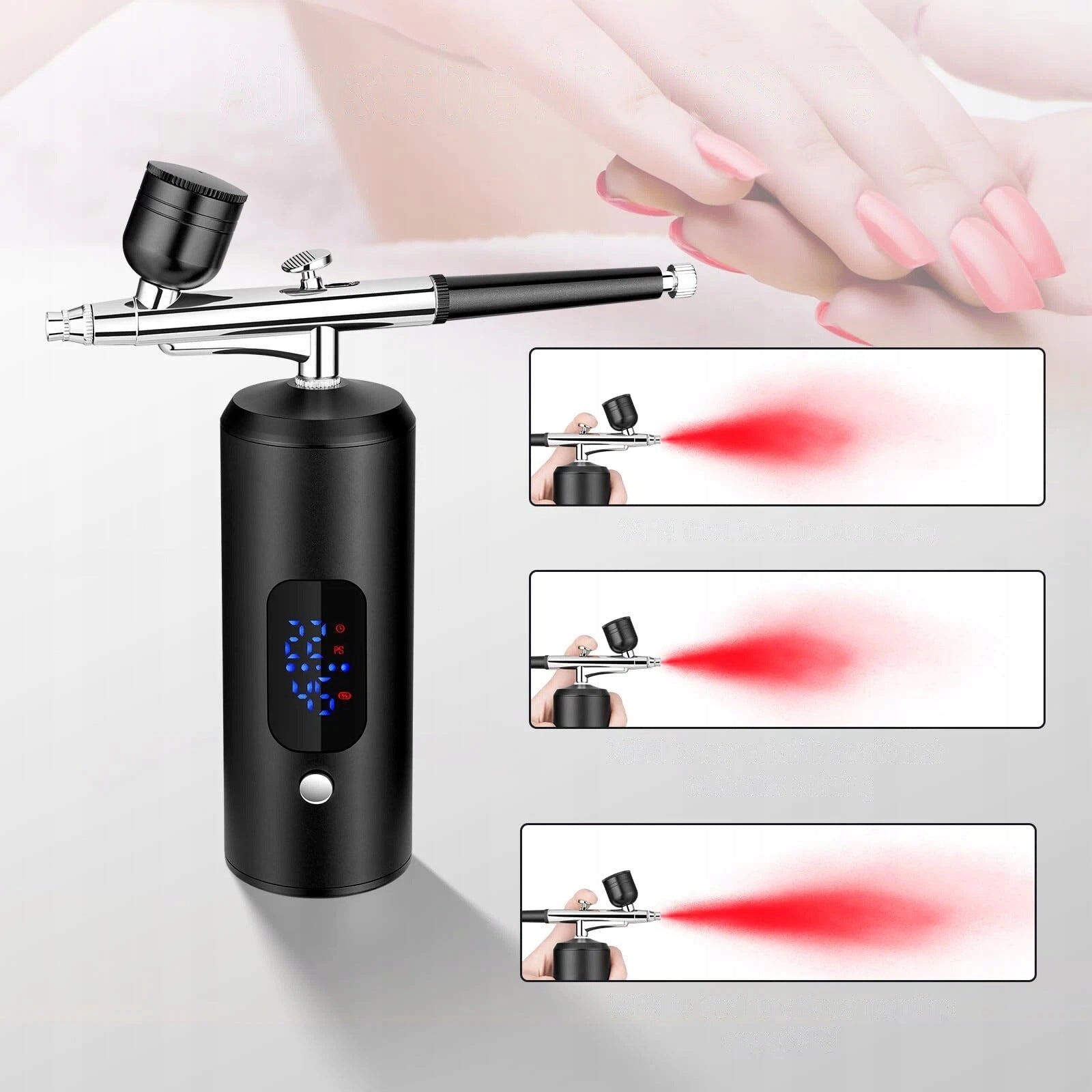Wireless Airbrush Set Black LCD Coloring Packaging status original