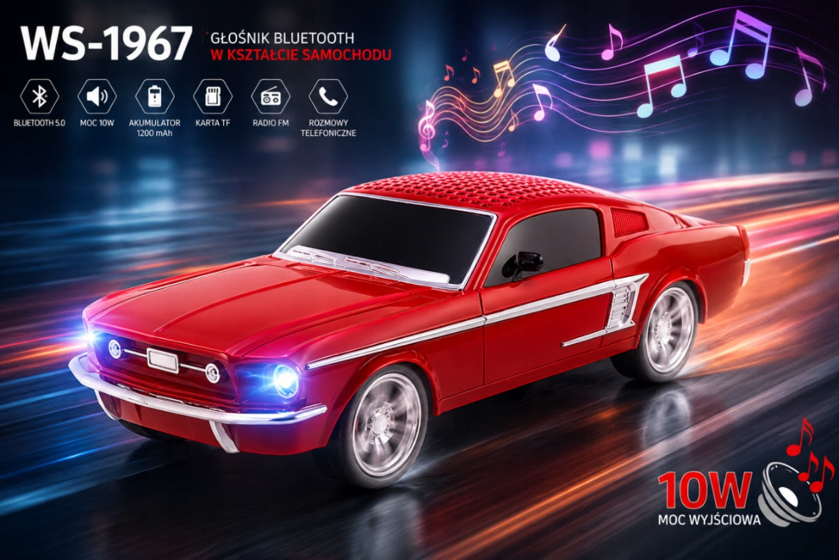 Wireless Bluetooth Car Speaker Classic Red LED Lights Manufacturer code 26981