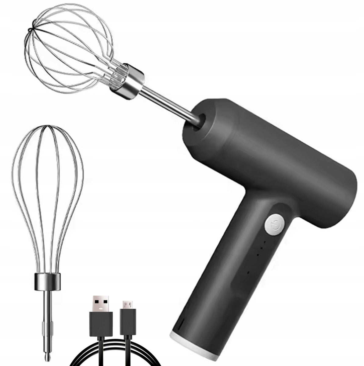 Wireless Cordless Black Hand Mixer for Food, Paint - 15W