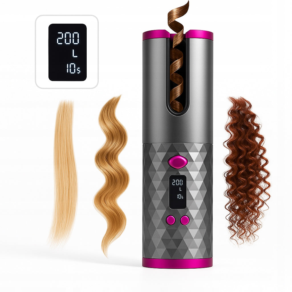 Wireless Curler Automatic LCD Waves Curls Rotating USB For Styling
