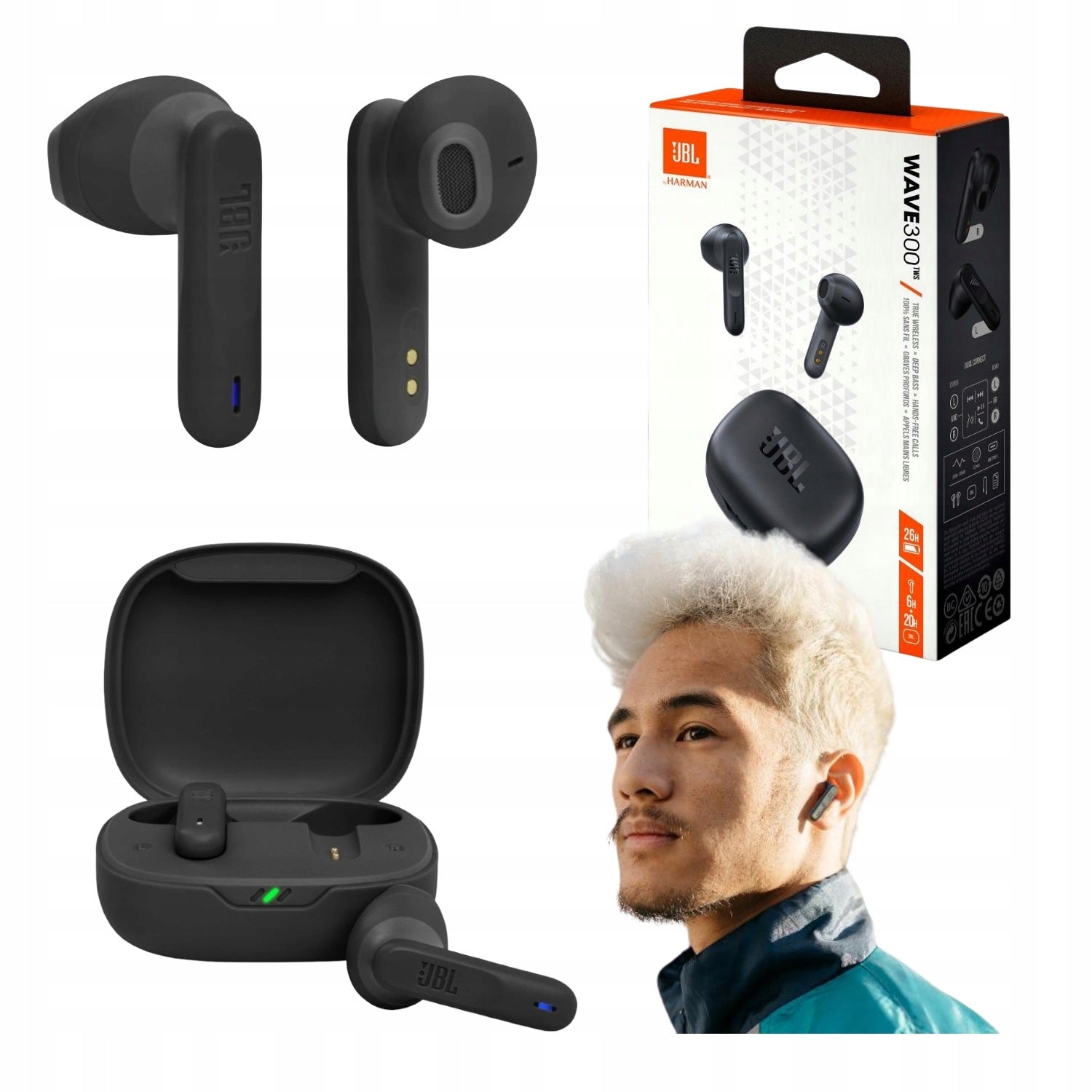 Wireless Earbuds JBL Wave 300 TWS Bluetooth Deep Bass black