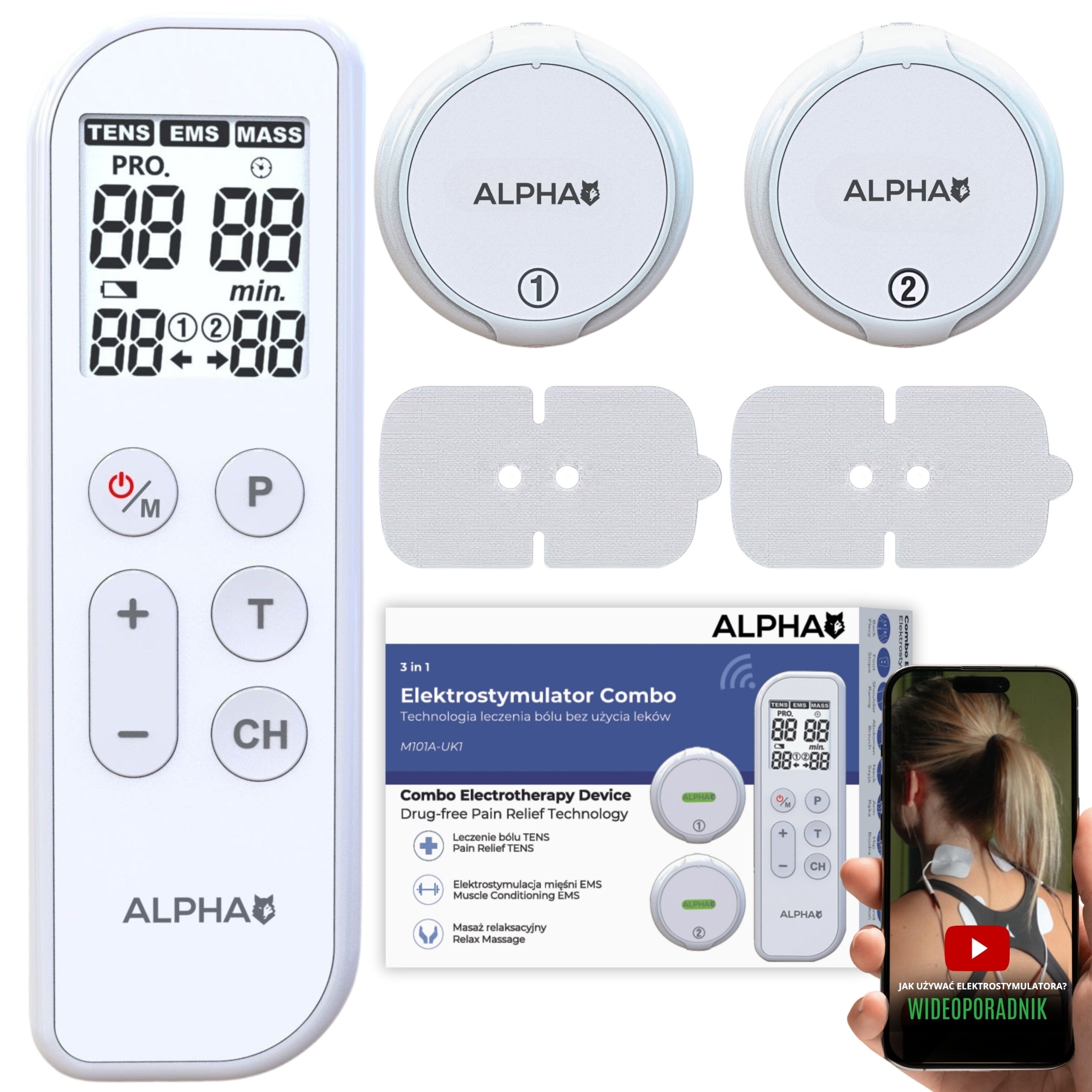 Wireless Electrostimulator TENS EMS Massage 3in1 18 Programs