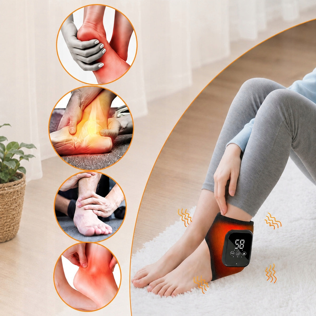 Wireless Foot Cube Massager 2in1 Vibration Heating Super Black LCD Manufacturer code Masażer Elektryczny Do Stóp I Kostki