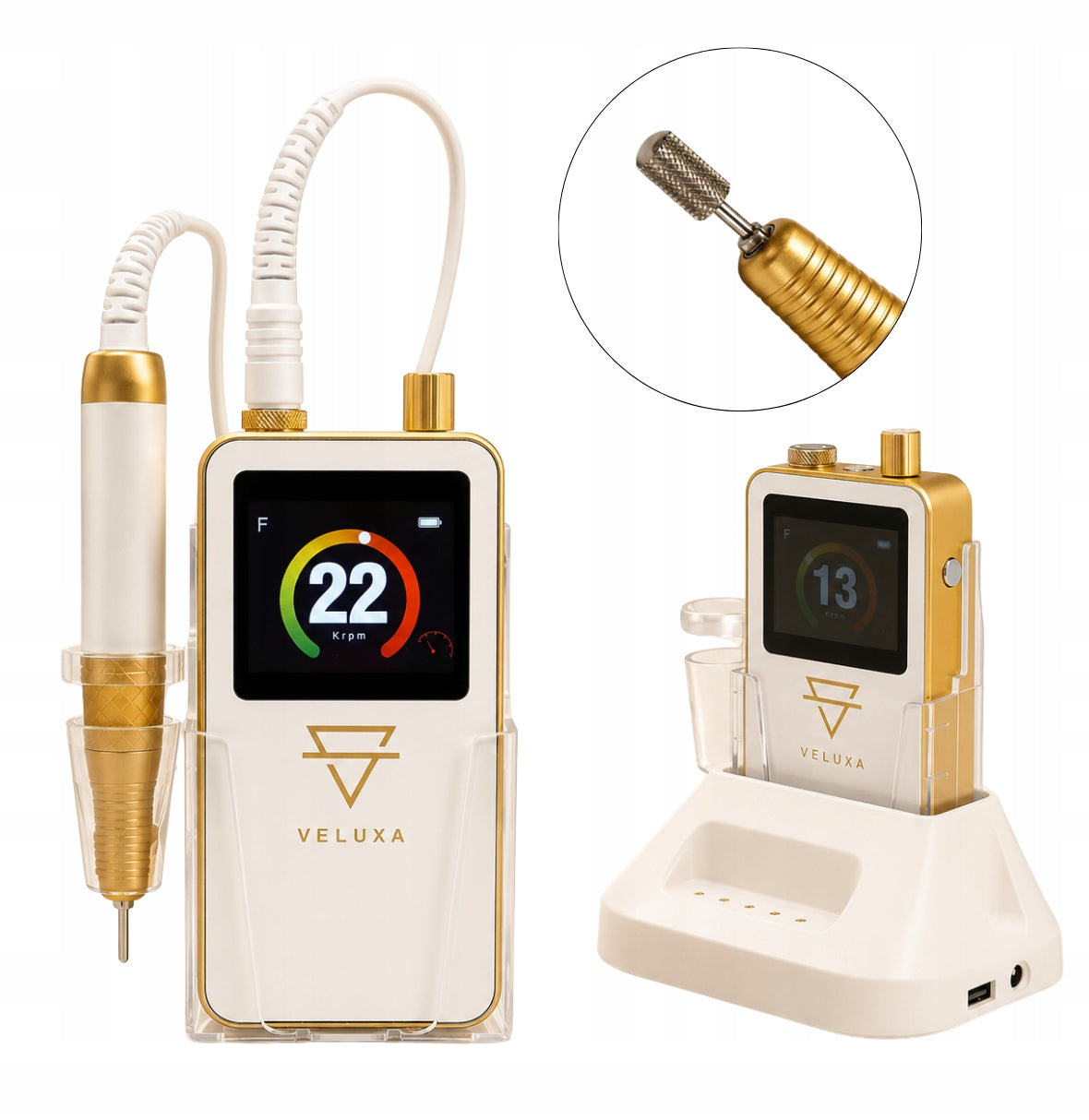 Wireless Nail Milling Machine Manicure Pedicure Veluxa 80W 45 000 RPM