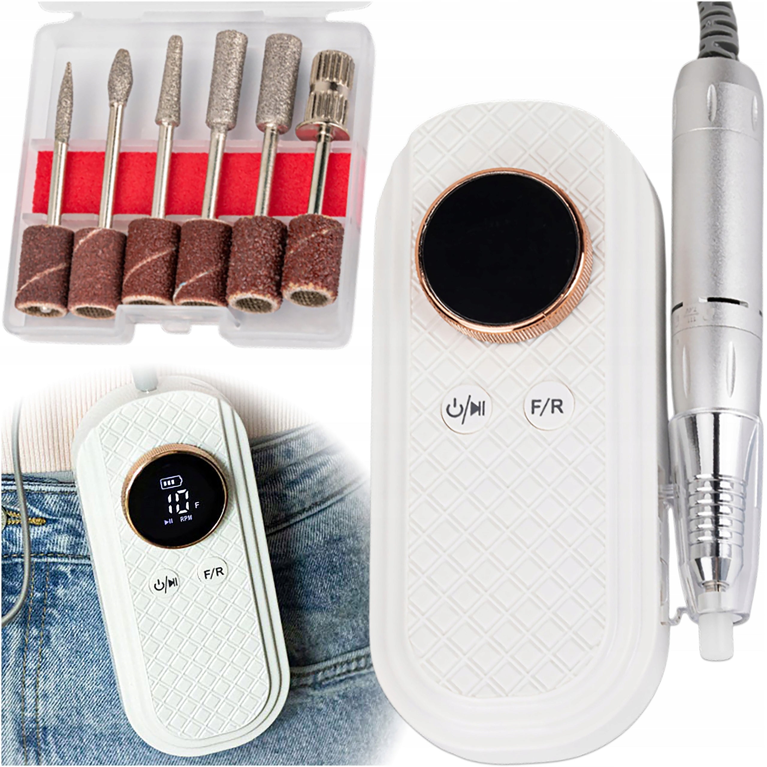 Wireless Nail Milling Machine Pocket Strong 50W + Cutter Set Packaging status original