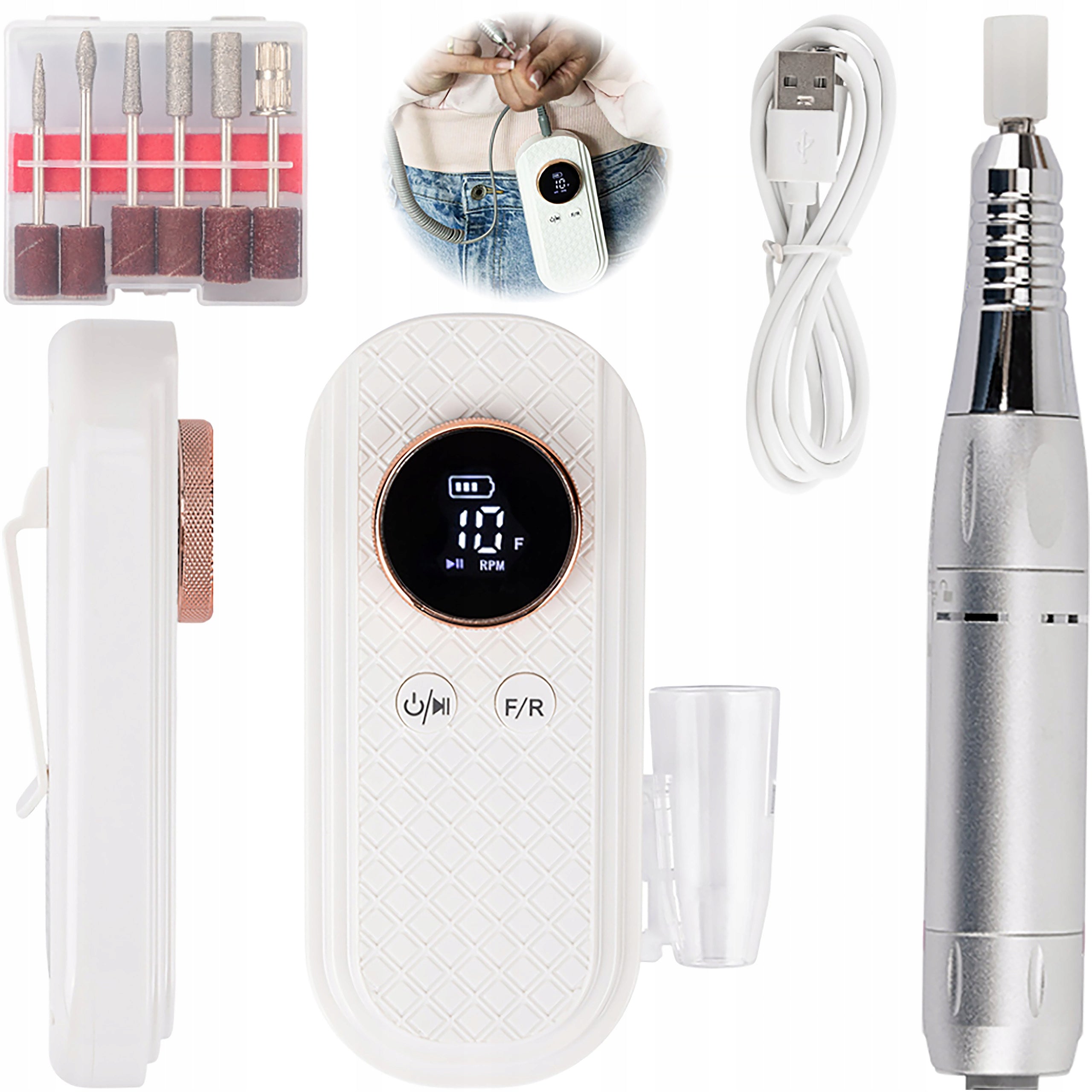 Wireless Nail Milling Machine Pocket Strong 50W + Cutter Set
