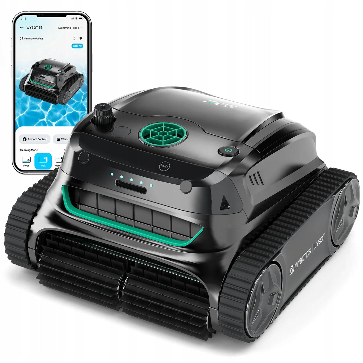 Wireless Robot Pool Cleaner S2 WYBOT with APP 7800mAh Battery