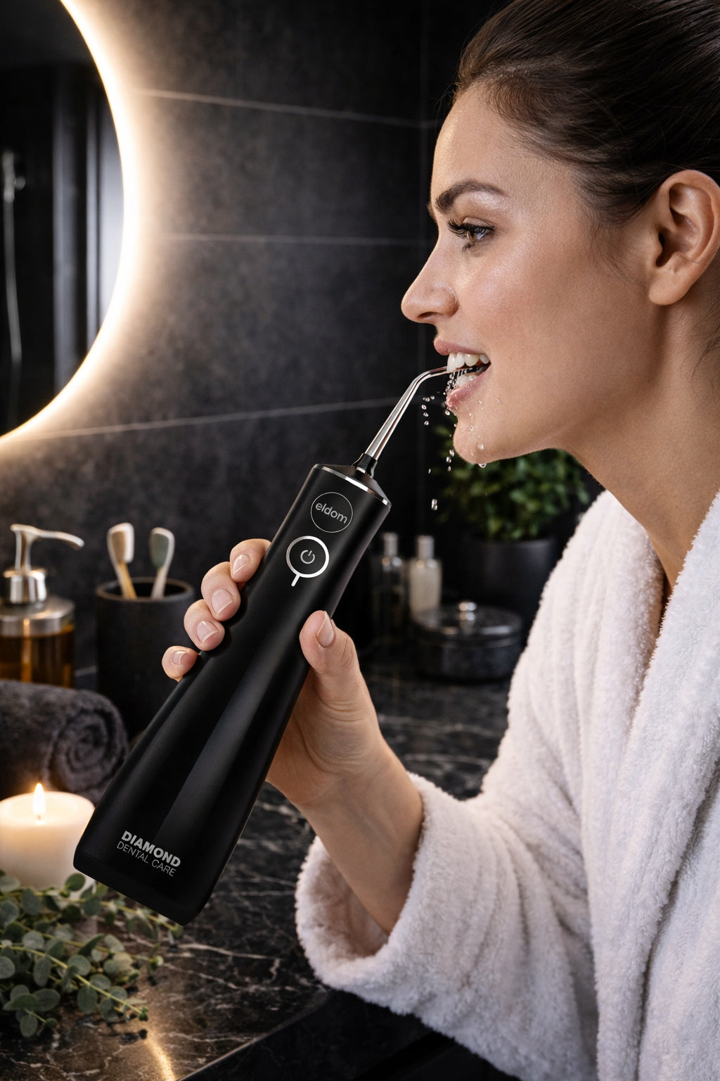 Wireless Tooth Irrigator 4 Modes 5 Tips IPX7 Eldom RY200C black Product weight with unit packaging 0.84 kg