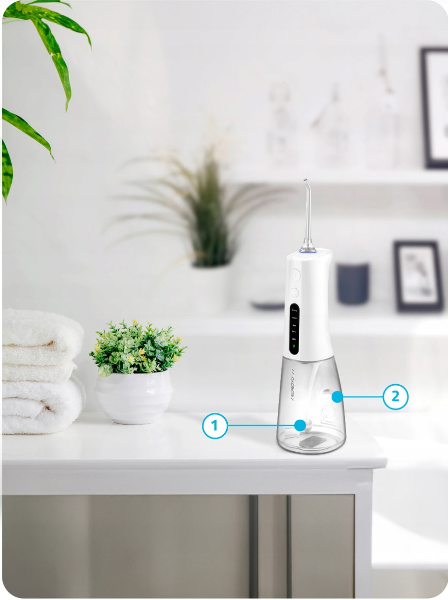 Wireless Tooth Irrigator Dental Berdsen 5 Tips 5 Modes Color white