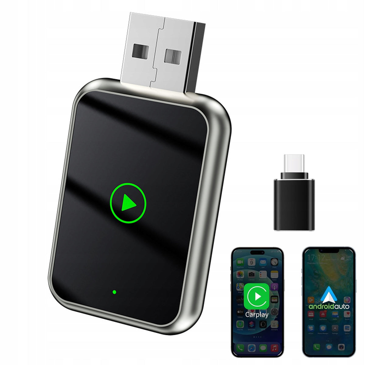 Wireless USB Adapter Android Auto CarPlay 2 In 1 Plug PRO