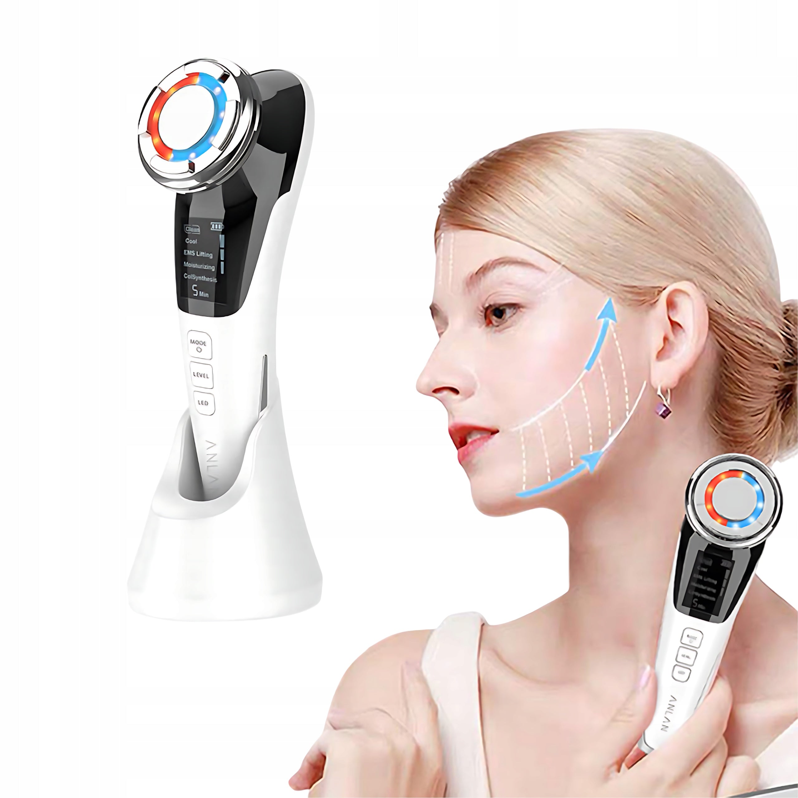 Wireless Ultrasonic Massager For Face Anlan 01-adry11-001 EMS