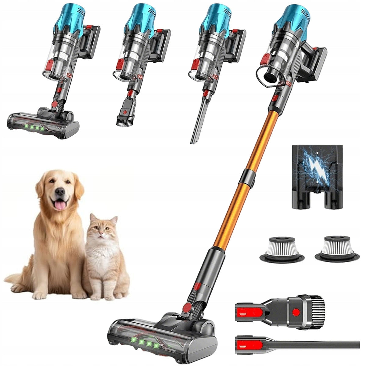 Wireless Vertical Vacuum Cleaner 550W LED 1.5L 55KPA HEPA