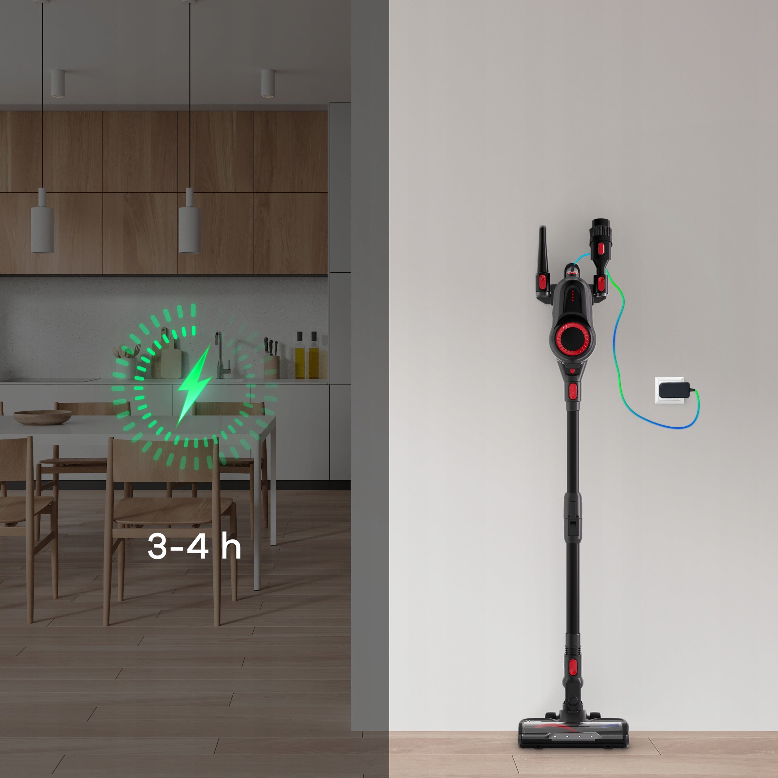 Wireless Vertical Vacuum Cleaner VOKSAR A11s FLEX TUBE LED 5in1 HEPA Brand VOKSAR