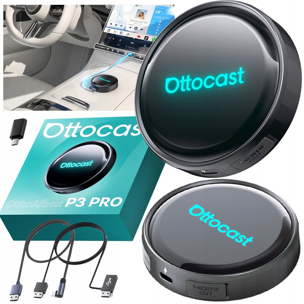 Wireless adapter Android Auto CarPLAY OTTOCAST OTTOAIBOX P3 PRO Packaging status original
