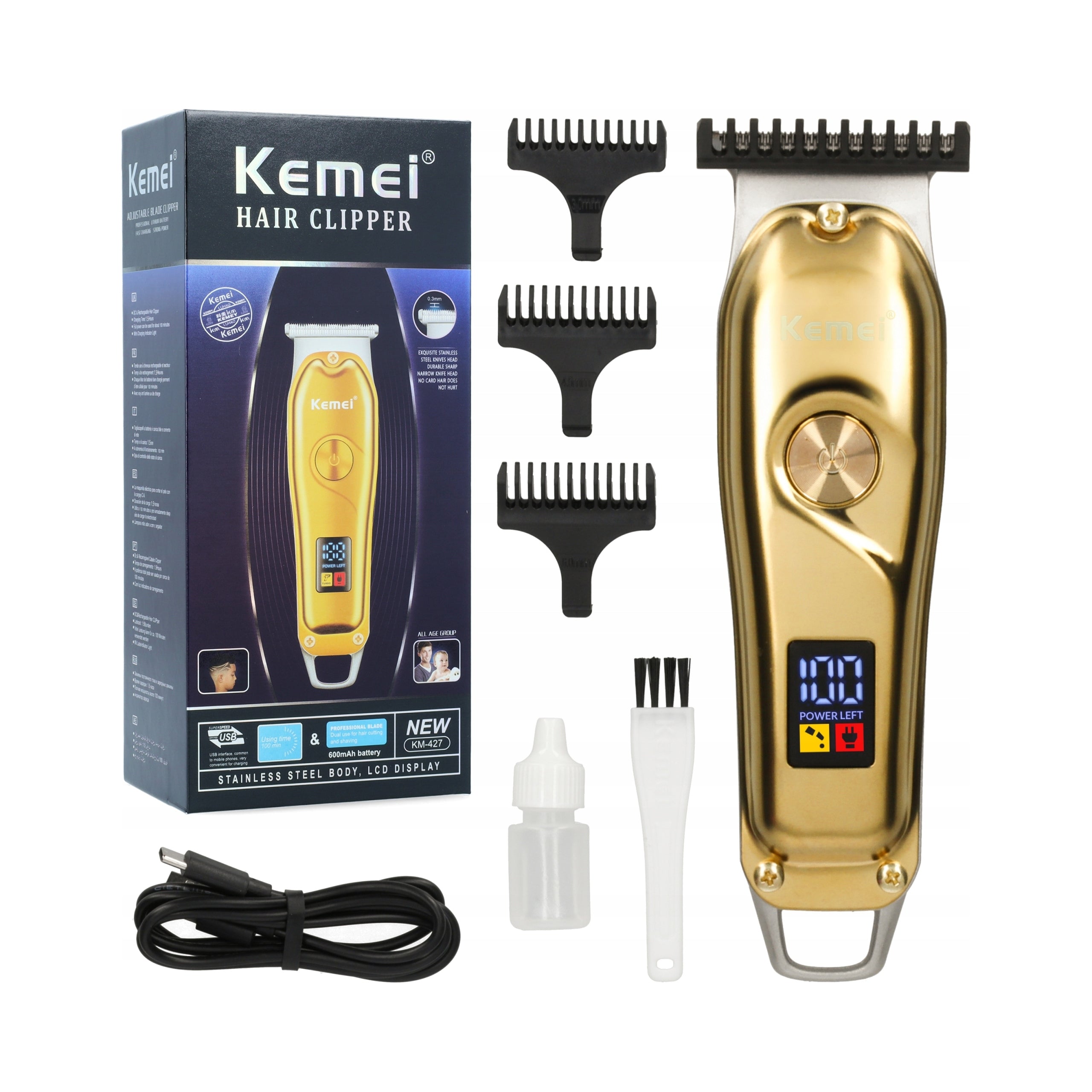 Wireless beard trimmer Kemei Barber USB KM-427