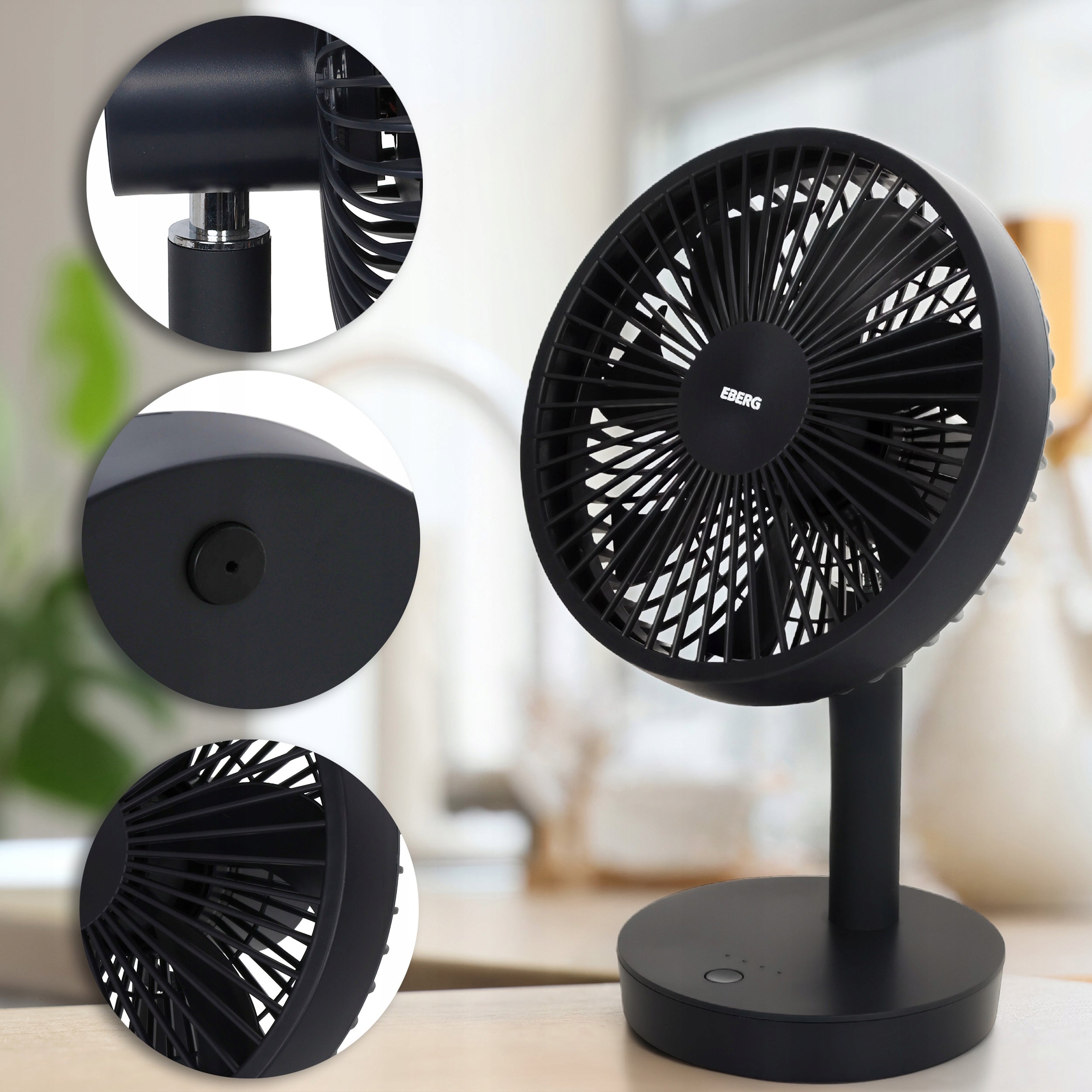 Wireless desk fan EBERG standing fan quiet 20h USB operation Brand EBERG