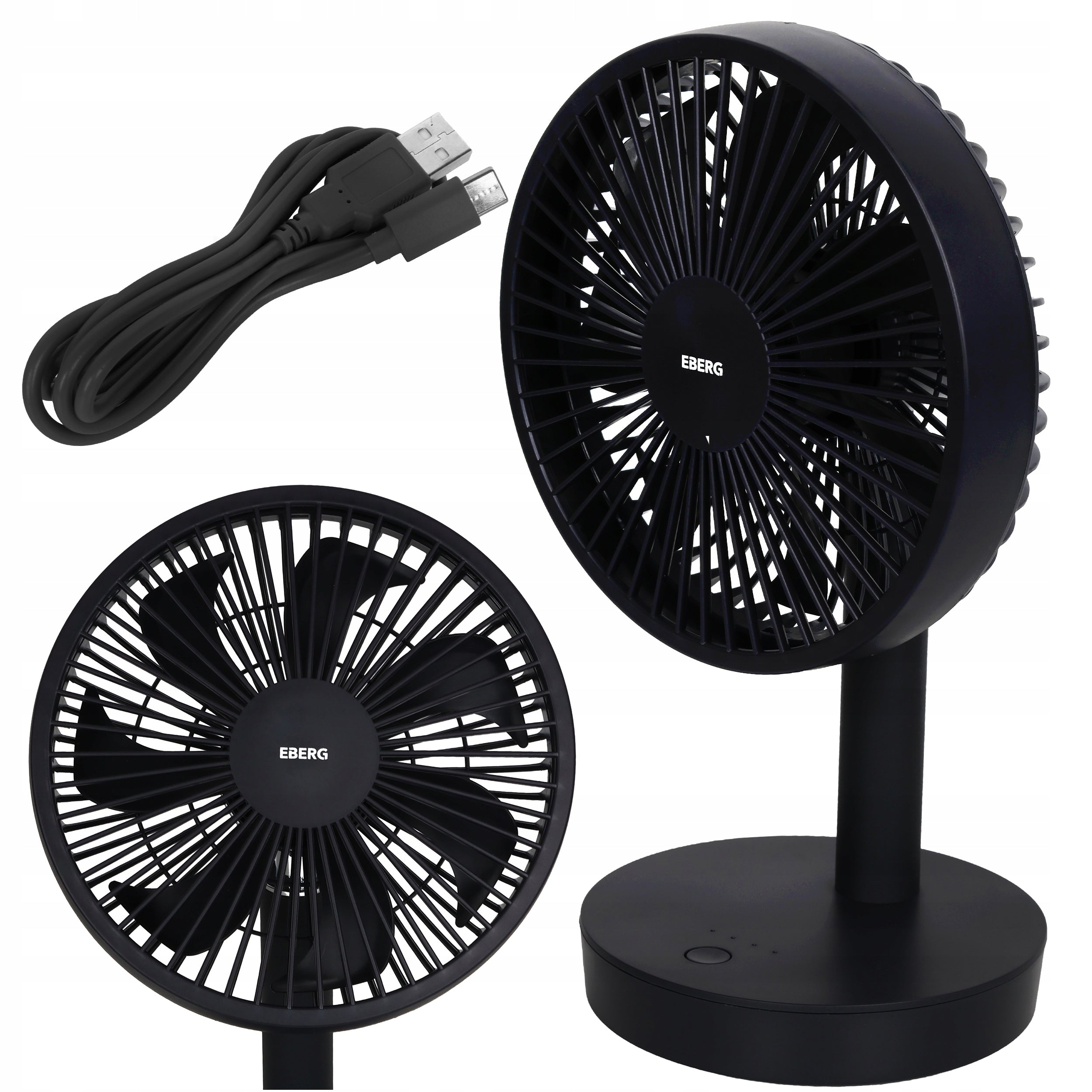 Wireless desk fan EBERG standing fan quiet 20h USB operation Manufacturer code Bezprzewodowy wiatrak USB 7 łopatek na biurko