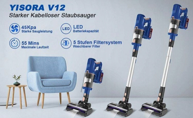 Wireless vacuum cleaner LED ECO 6in1 YISORA V112 300W 45000 PA LED Brand no brand
