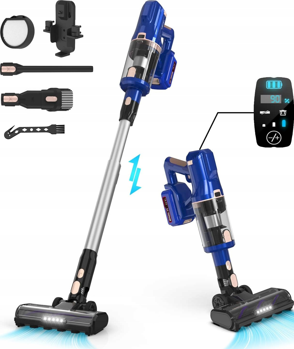 Wireless vacuum cleaner LED ECO 6in1 YISORA V112 300W 45000 PA LED