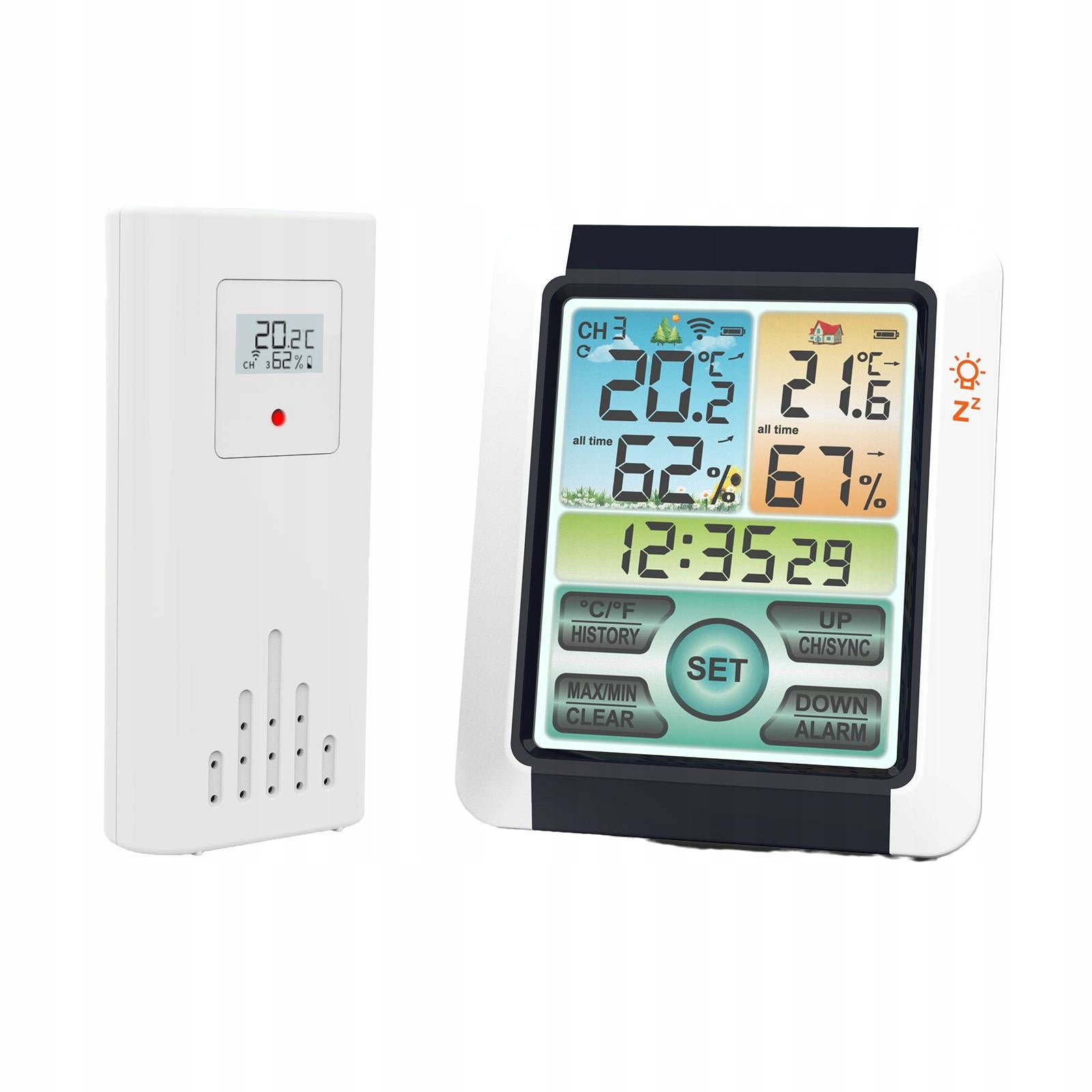 Wireless weather station thermometer hygrometer clock alarm