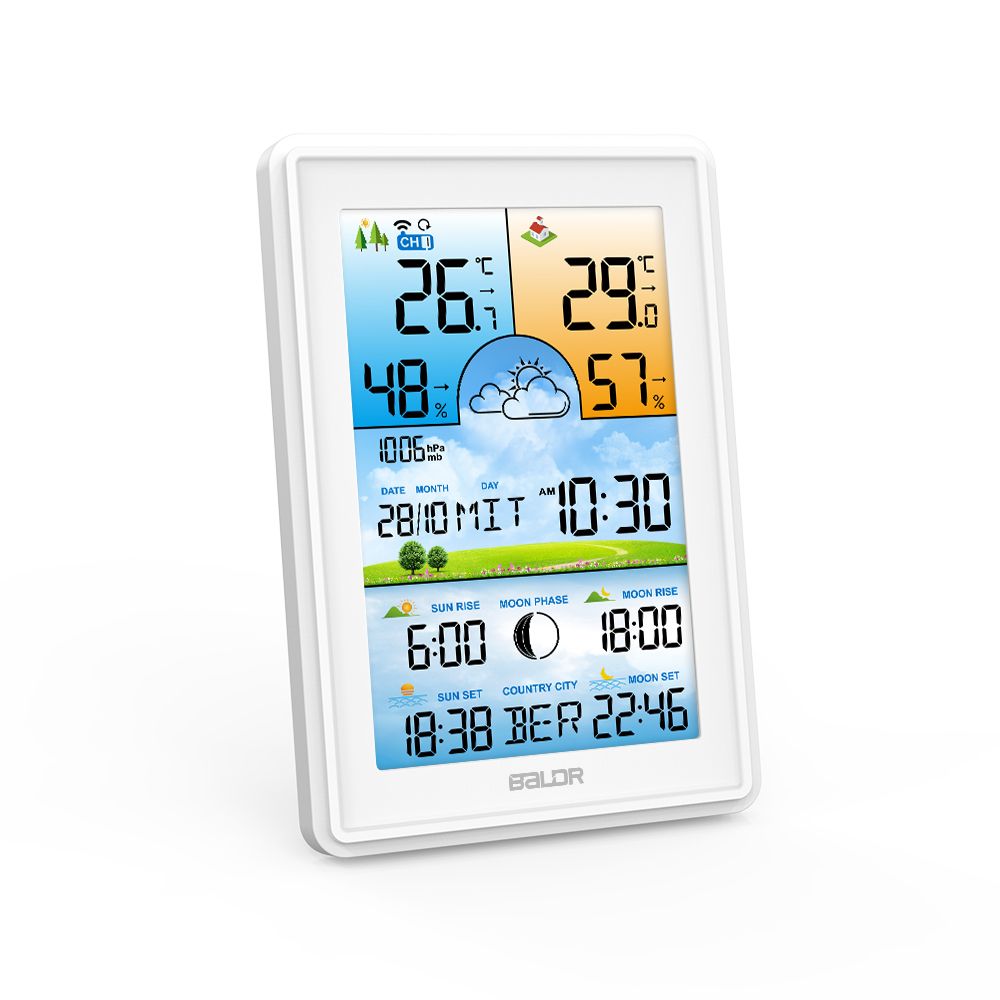 Wireless weather station thermometer hygrometer clock calendar Brand Bauerkraft