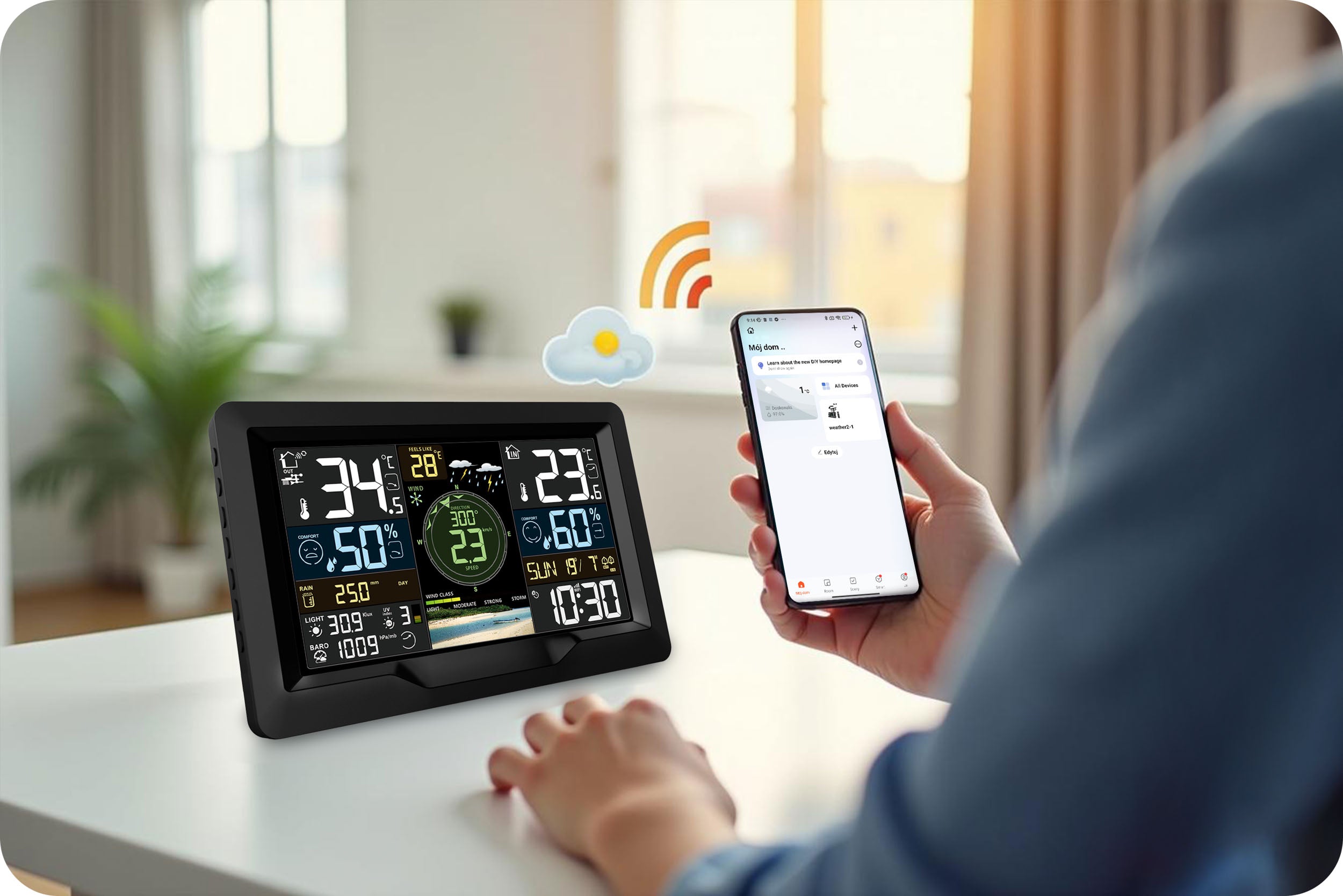 Wireless weather station weather hygrometer thermometer alarm clock Berdsen Manufacturer code 391400