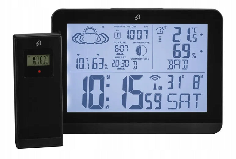 Wireless weather station with backlit display