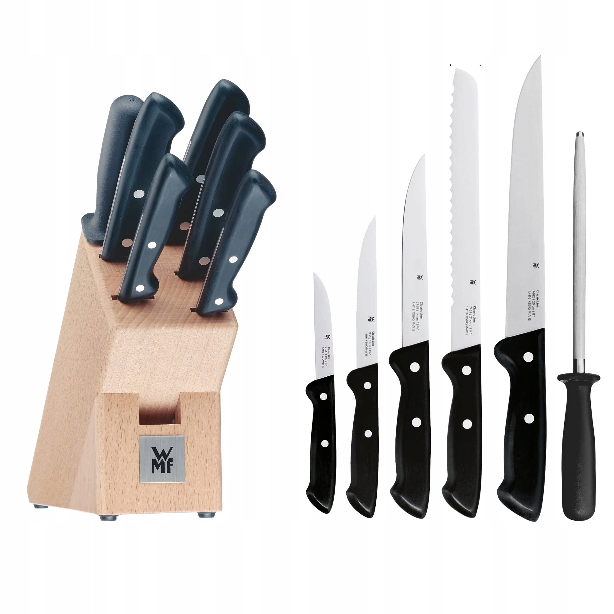 Wmf Knife Set, Black, 7 Pieces