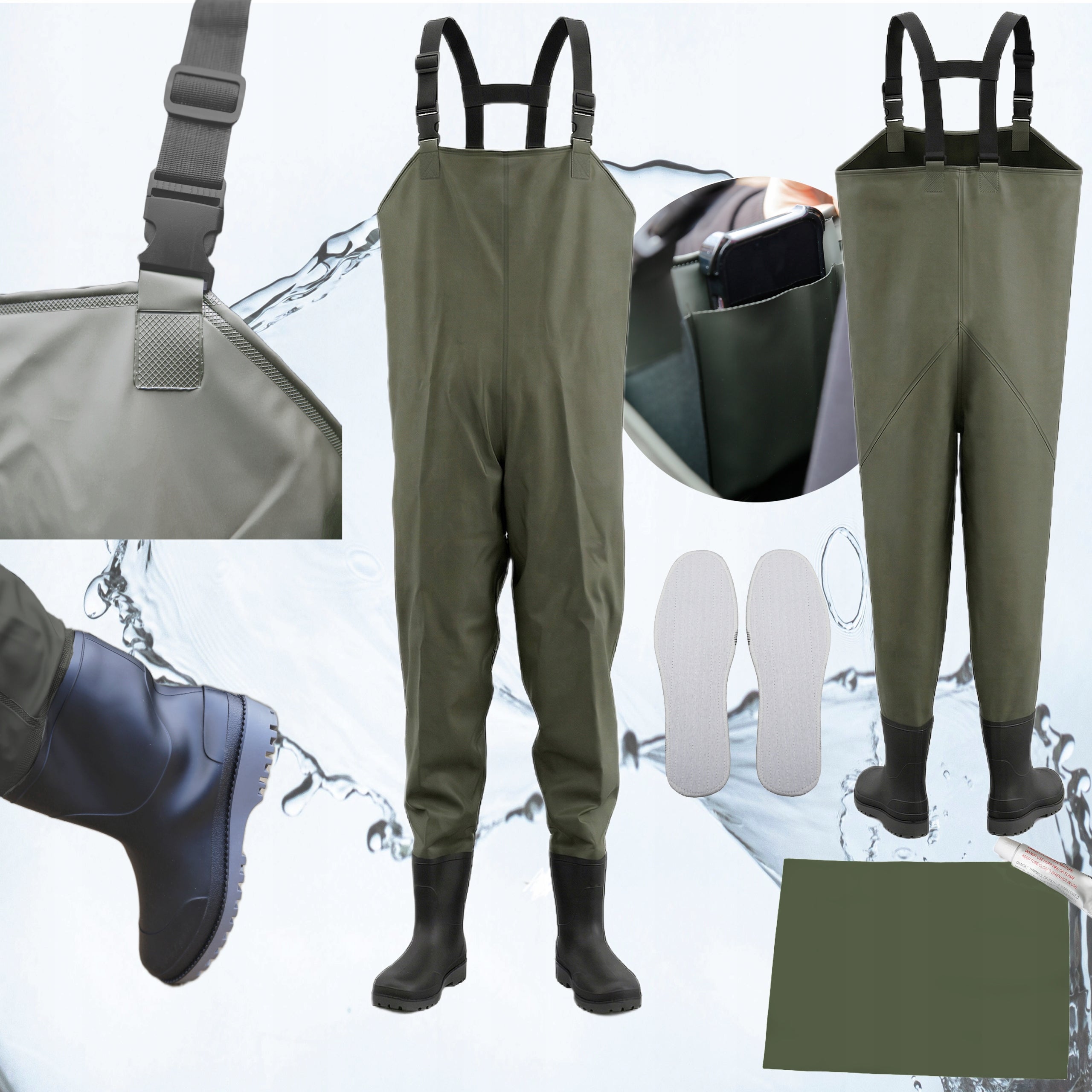 Wodery Fishing Bottoms PVC EU strong, high + Harness + inserts - 40