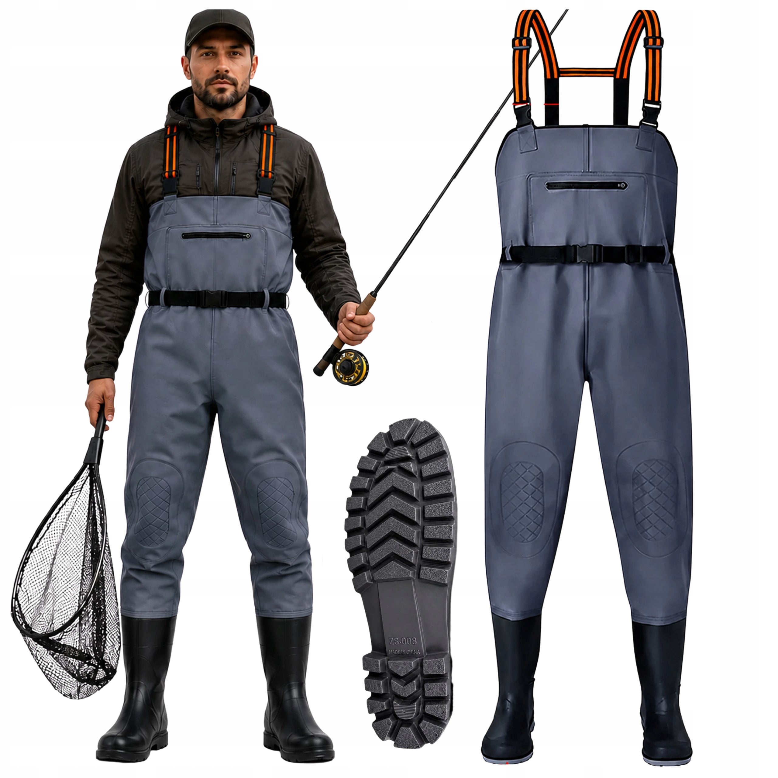 Wodery Fishing Wellington Pants Waterproof Pants Braces Size 43
