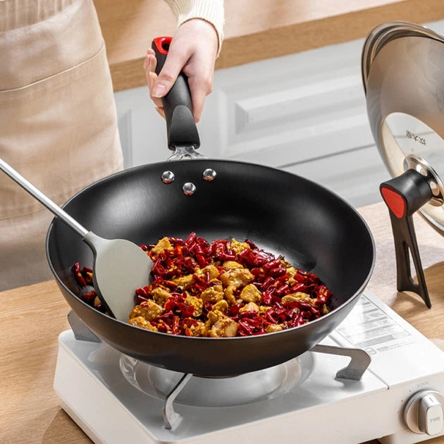 Wok CAST IRON large deep frying pan 30cm COOKER KING induction electric gas Diameter 30 cm