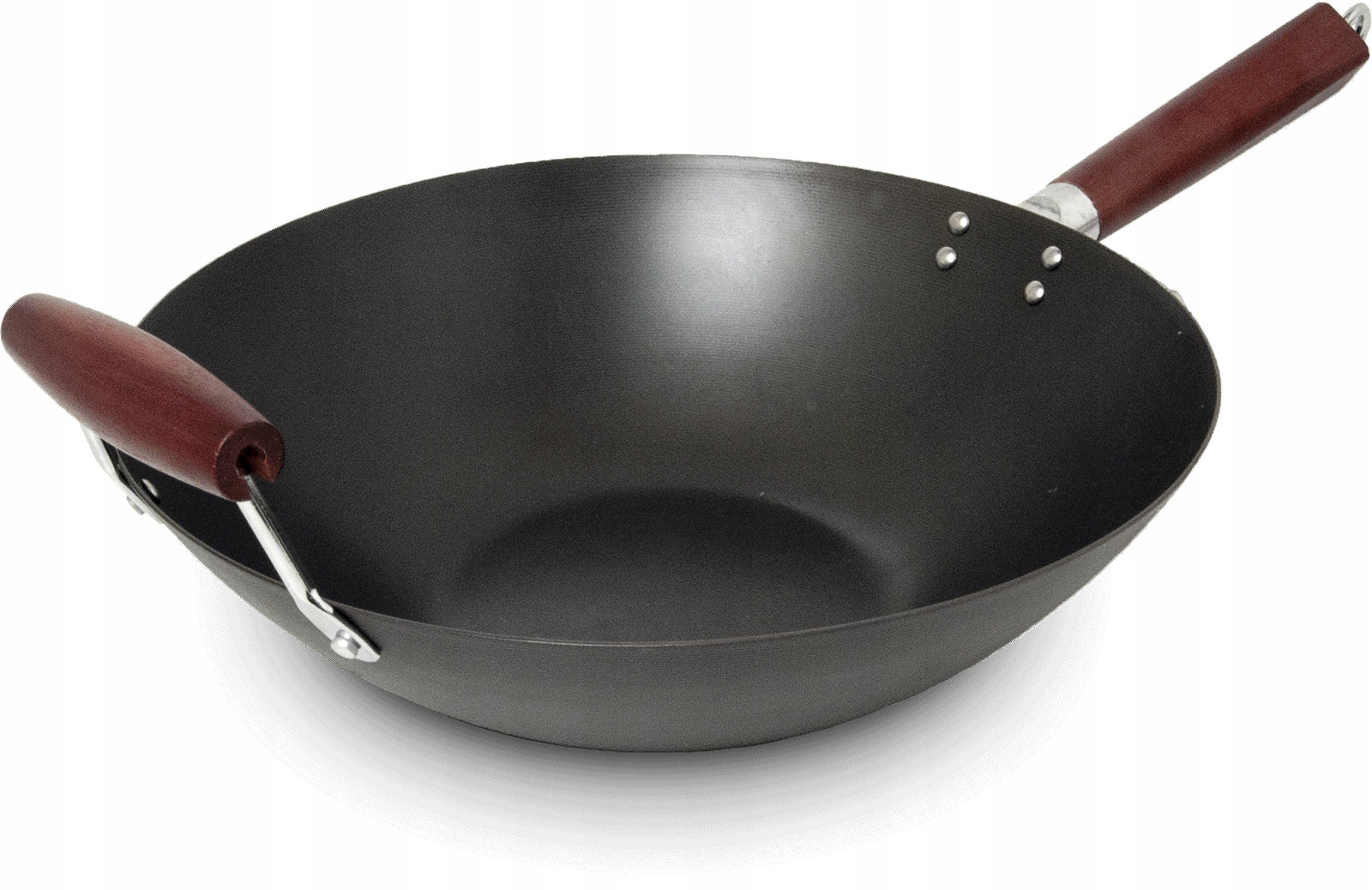 Wok Carbon Steel Pan Flat Bottom 35cm with Handle for Each Stove Packaging status original