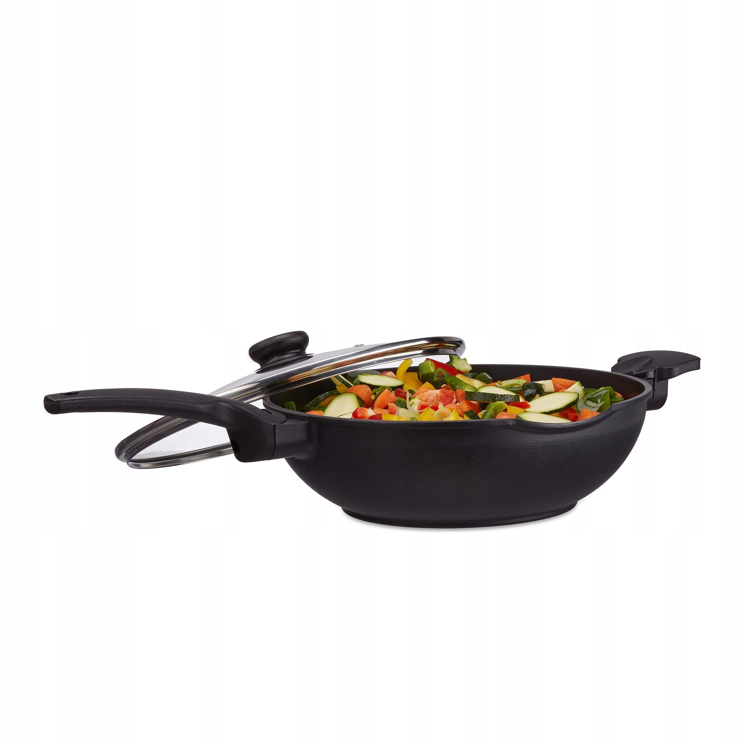 Wok Pan with Lid Deep Cooking Pan 30 cm Relaxdays Packaging status original