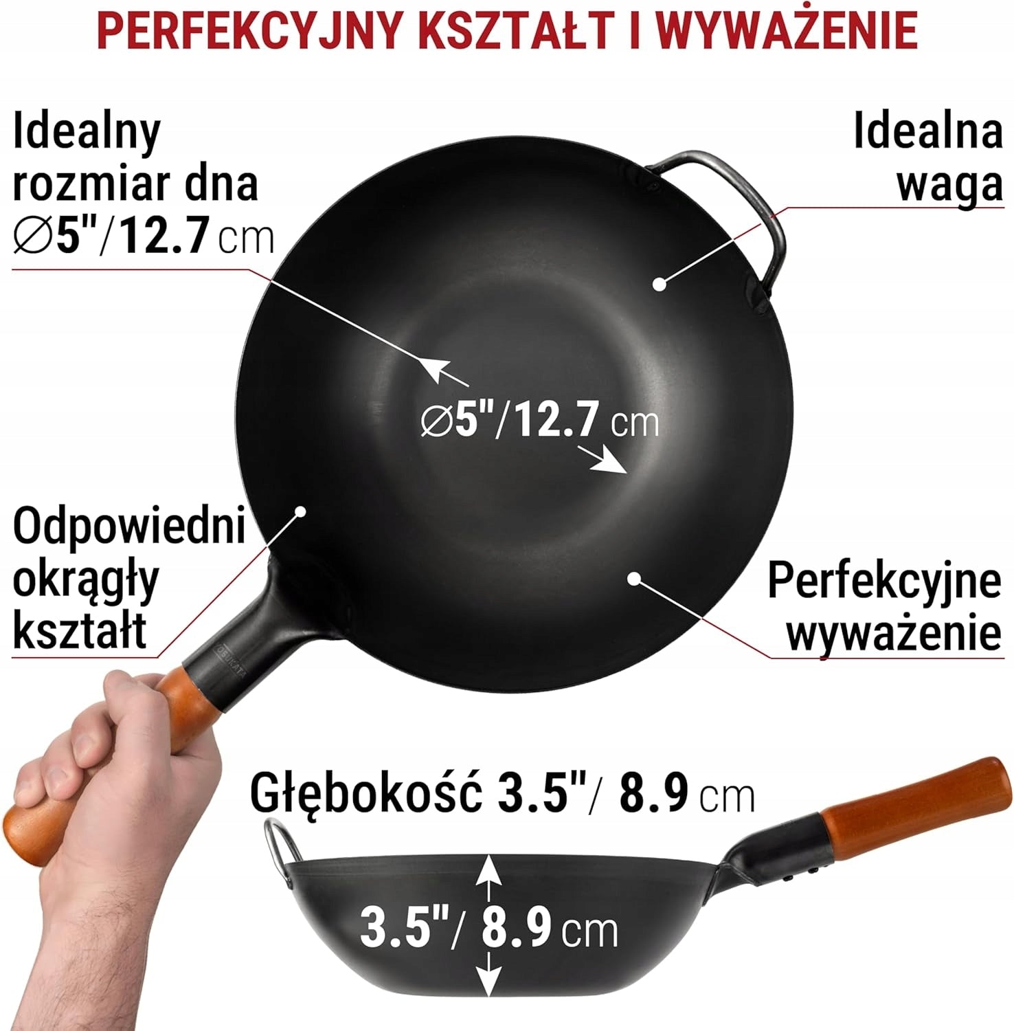 Wok Yosukata 30cm Carbon Steel Pan Induction Gas Flat Bottom Packaging status original