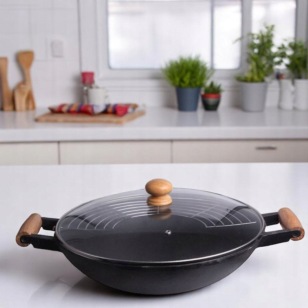 Wok pan CAST IRON 35cm wok with accessories large set for kitchen Asian Manufacturer code 23460345